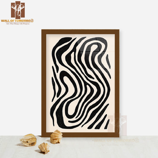 Abstract Echo Neutral Elegance Art High Quality Glass Frame Wall Décor
