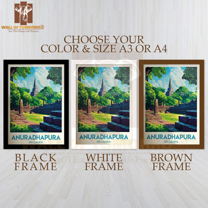 Anuradhapura Stupa, Sri Lanka Travel High Quality Glass Frame Wall Décor