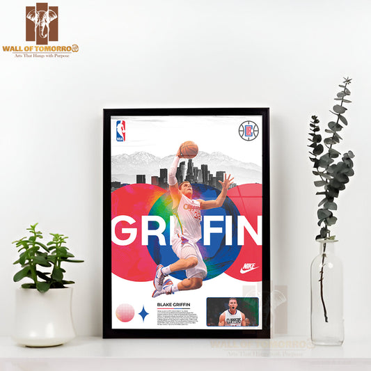 Famous Basketball Team Player Holding a Basketball Sports High Quality Glass Frame Wall Décor