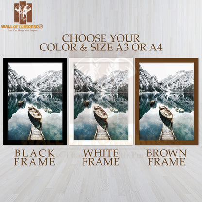 Braies Lake With Boats High Quality Glass Frame Wall Décor