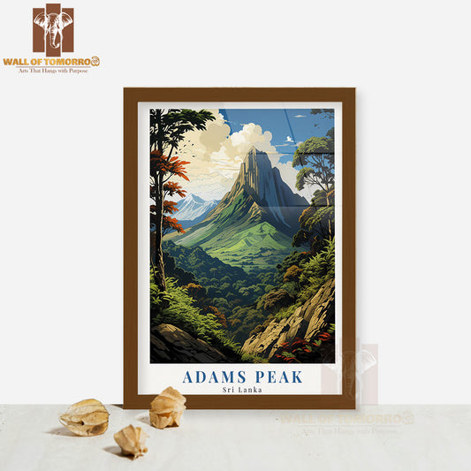 Adam's Peak Vintage Travel Sri Lanka High Quality Glass Frame Wall Décor