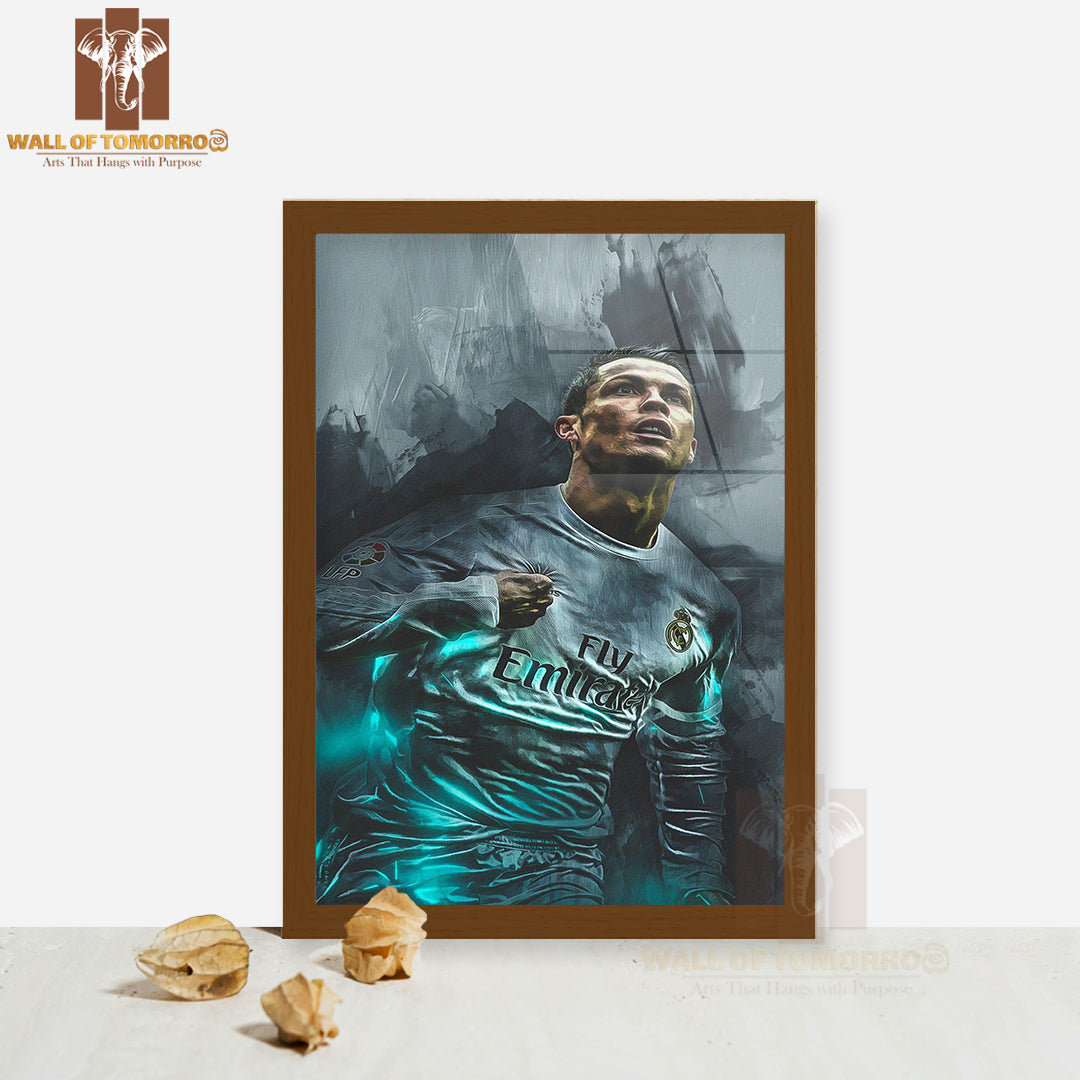 Famous Soccer Player Expression and Dynamic Pose Sports High Quality Glass Frame Wall Décor