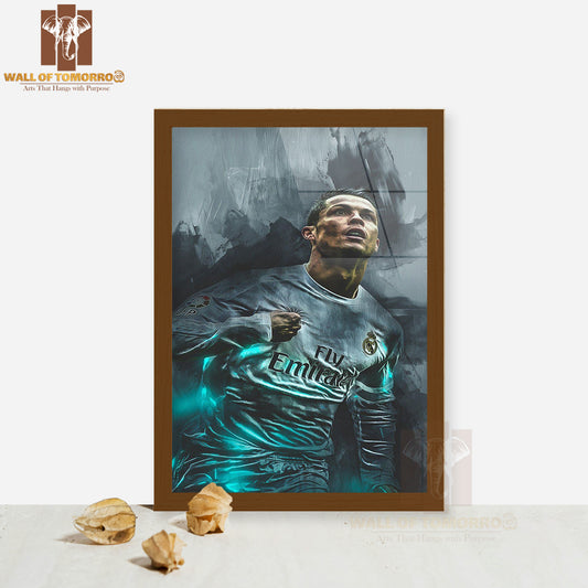 Famous Soccer Player Expression and Dynamic Pose Sports High Quality Glass Frame Wall Décor