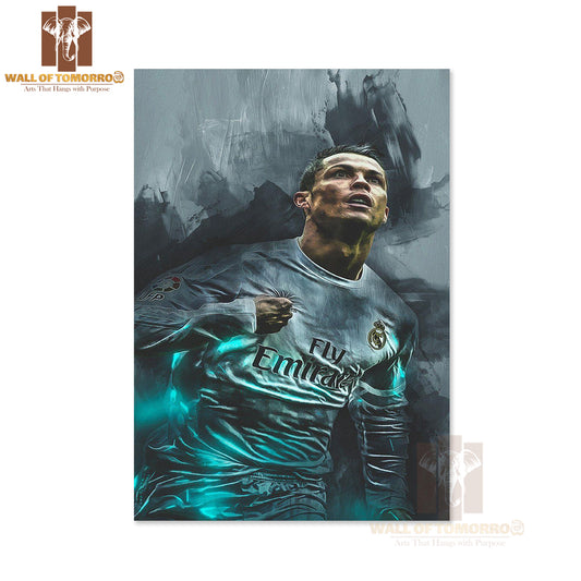 Cristiano Ronaldo Soccer Player Expression and Dynamic Pose High Quality Unframed Poster Print & Waterproof Poster Print Wall Décor