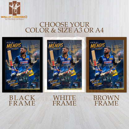 Sri Lankan Cricketer Kusal Mendis in his Team Jersey Sports High Quality Glass Frame Wall Décor