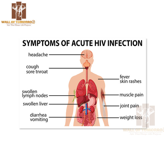 Chart Of Symptoms of Acute HIV Infection Educational High Quality Unframed Poster Print & Waterproof Poster Print Wall Décor
