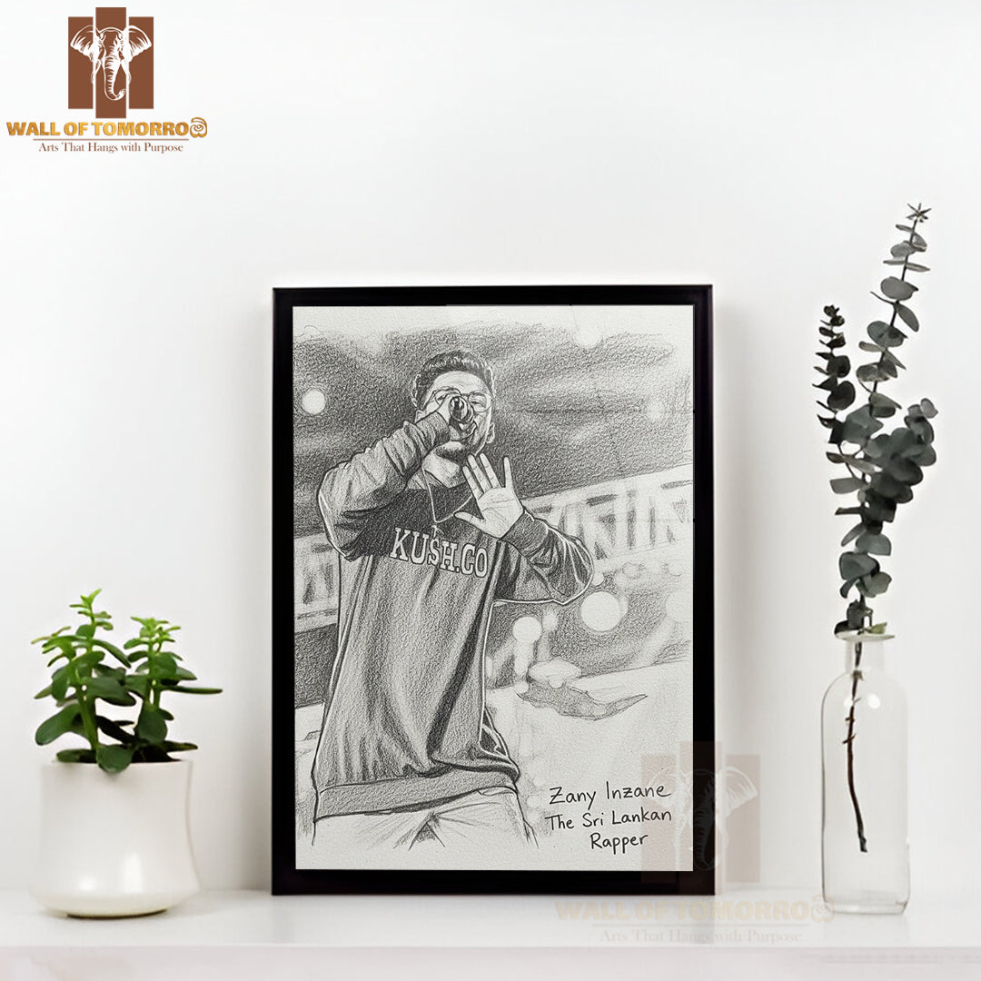 Sri Lankan Rap Star - Zany Inzane High Quality Glass Frame Wall Décor