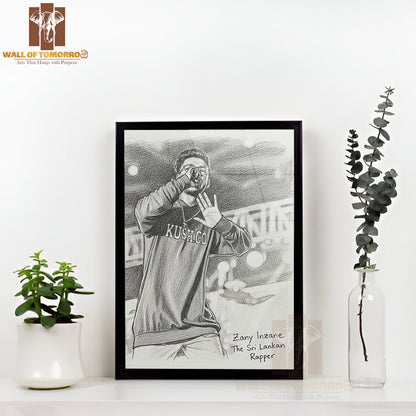 Sri Lankan Rap Star - Zany Inzane High Quality Glass Frame Wall Décor