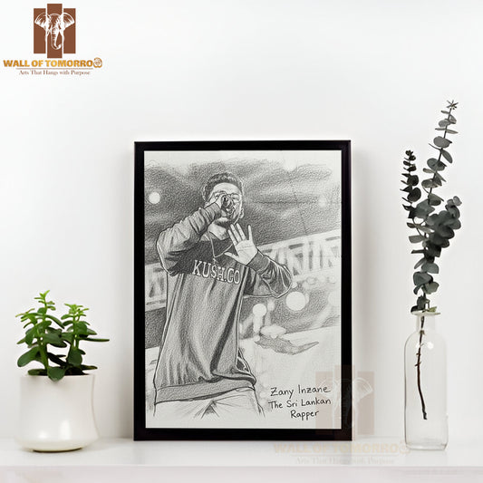 Sri Lankan Rap Star - Zany Inzane High Quality Glass Frame Wall Décor