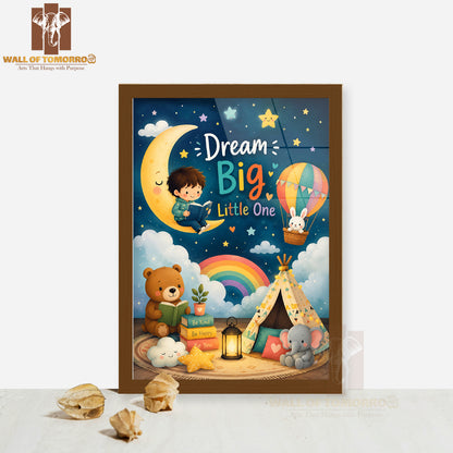Dream Big Little One Kids High Quality Glass Frame Wall Décor