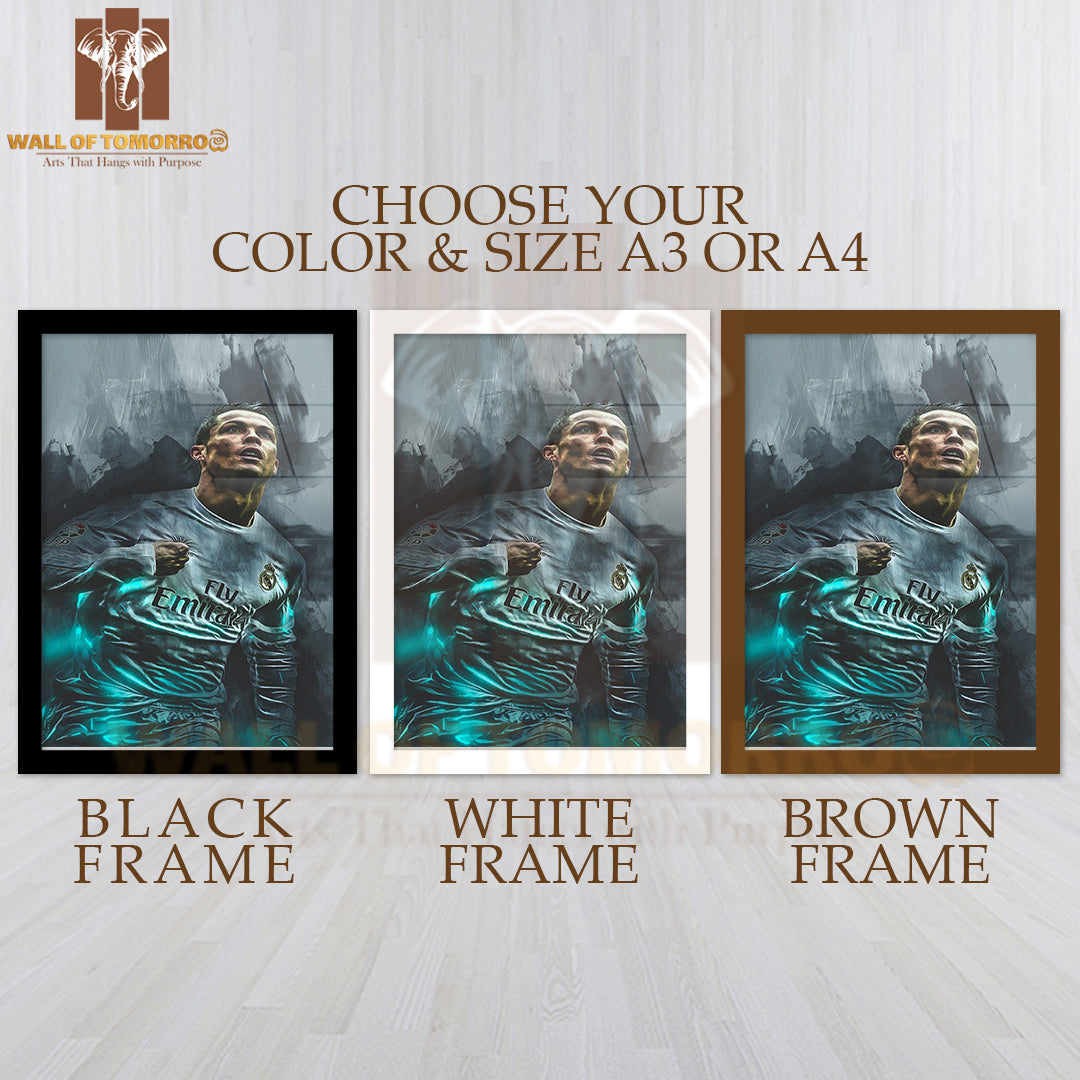 Famous Soccer Player Expression and Dynamic Pose Sports High Quality Glass Frame Wall Décor