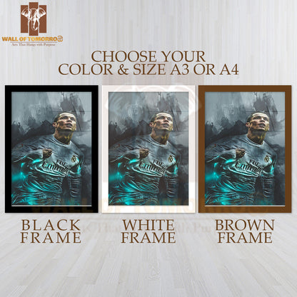Famous Soccer Player Expression and Dynamic Pose Sports High Quality Glass Frame Wall Décor