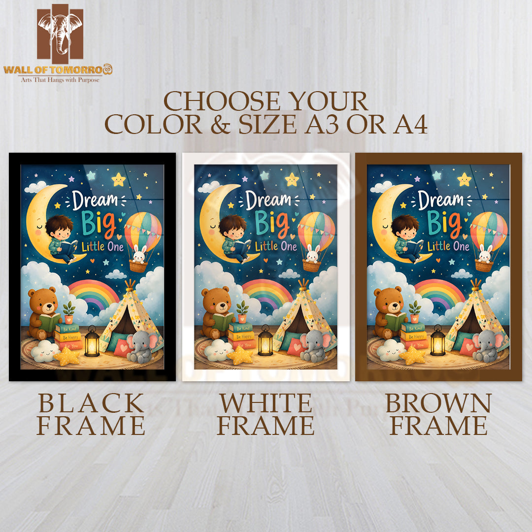 Dream Big Little One Kids High Quality Glass Frame Wall Décor