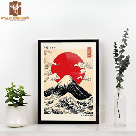 Fujisan Japandi Elegance Art High Quality Glass Frame Wall Décor