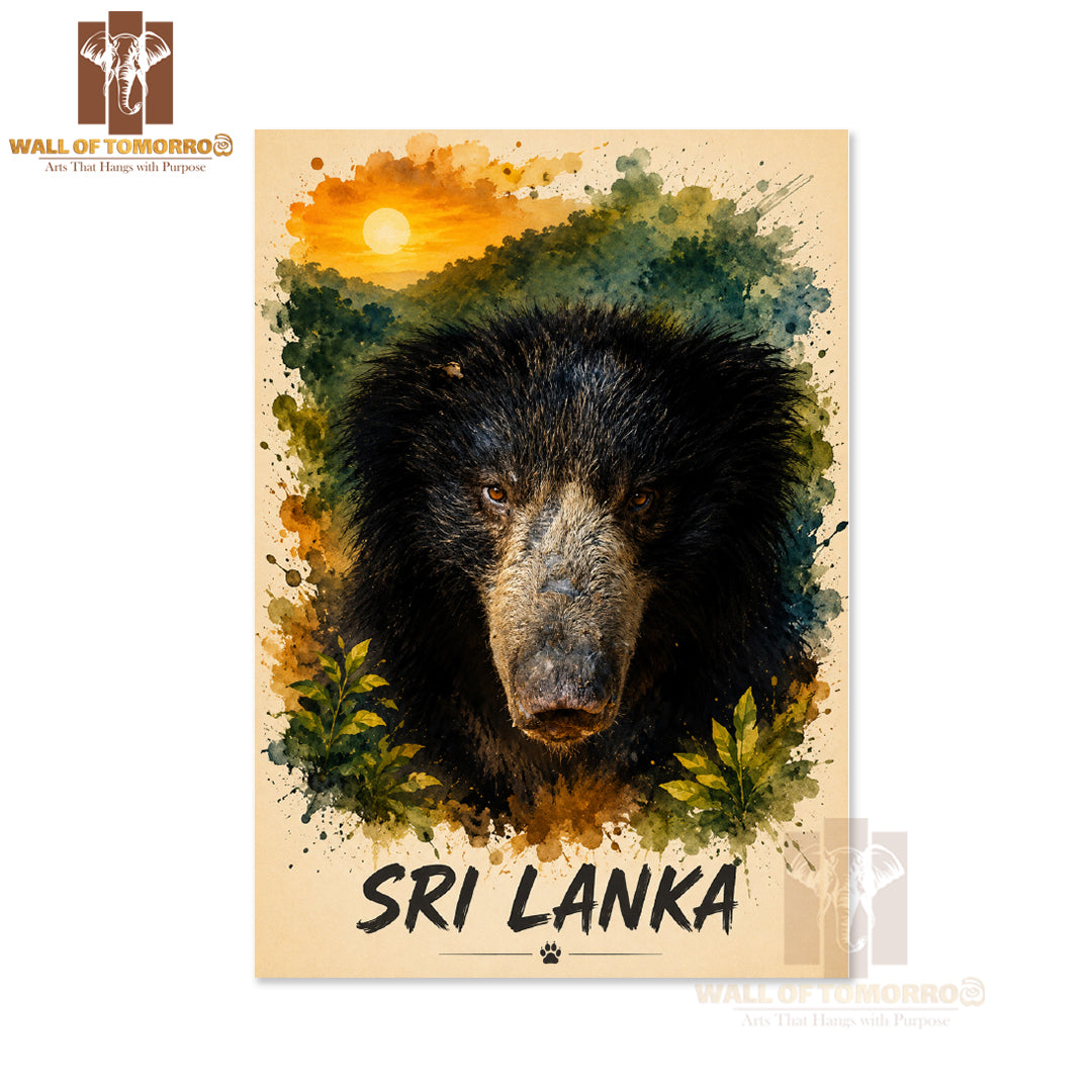Bear (Walaha) Sri Lanka Travel Animals High Quality Unframed Poster Print & Laminated Poster Print Wall Décor