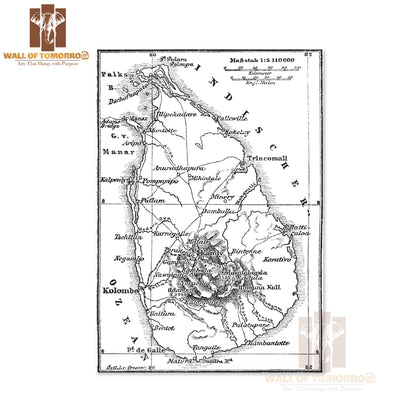 Ceylon Map 1890 High Quality Unframed Poster Print & Waterproof Poster Print Wall Décor in Sri Lanka