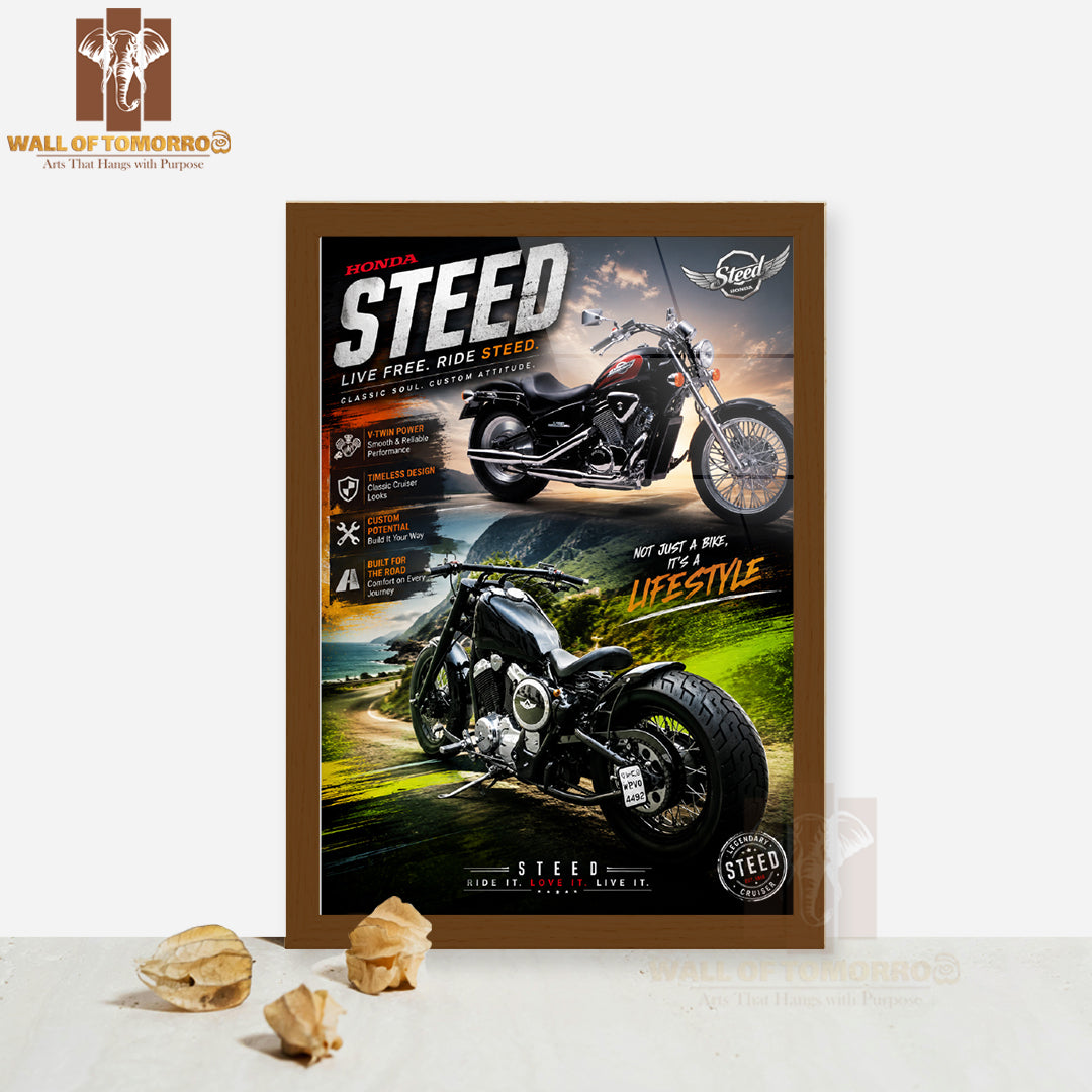 Honda Steed Bike High Quality Glass Frame Wall Décors in Sri Lanka