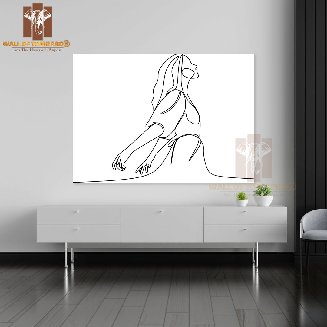 Line Drawing of a Woman Stretching Arms High Quality Unframed Poster Print & Waterproof Poster Print Wall Décor