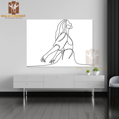 Line Drawing of a Woman Stretching Arms High Quality Unframed Poster Print & Waterproof Poster Print Wall Décor