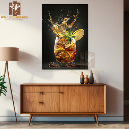 Glass Of Iced Tea with Lemon Slices and Mint High Quality Unframed Poster Print & Waterproof Poster Print Wall Décor