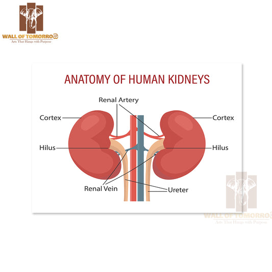 Anatomy Of the Human Kidney Educational High Quality Unframed Poster Print & Waterproof Poster Print Wall Décor