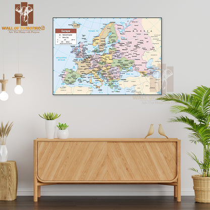 2012 Europe Political Continent Map Educational High Quality Unframed Poster Print & Waterproof Poster Print Wall Décor