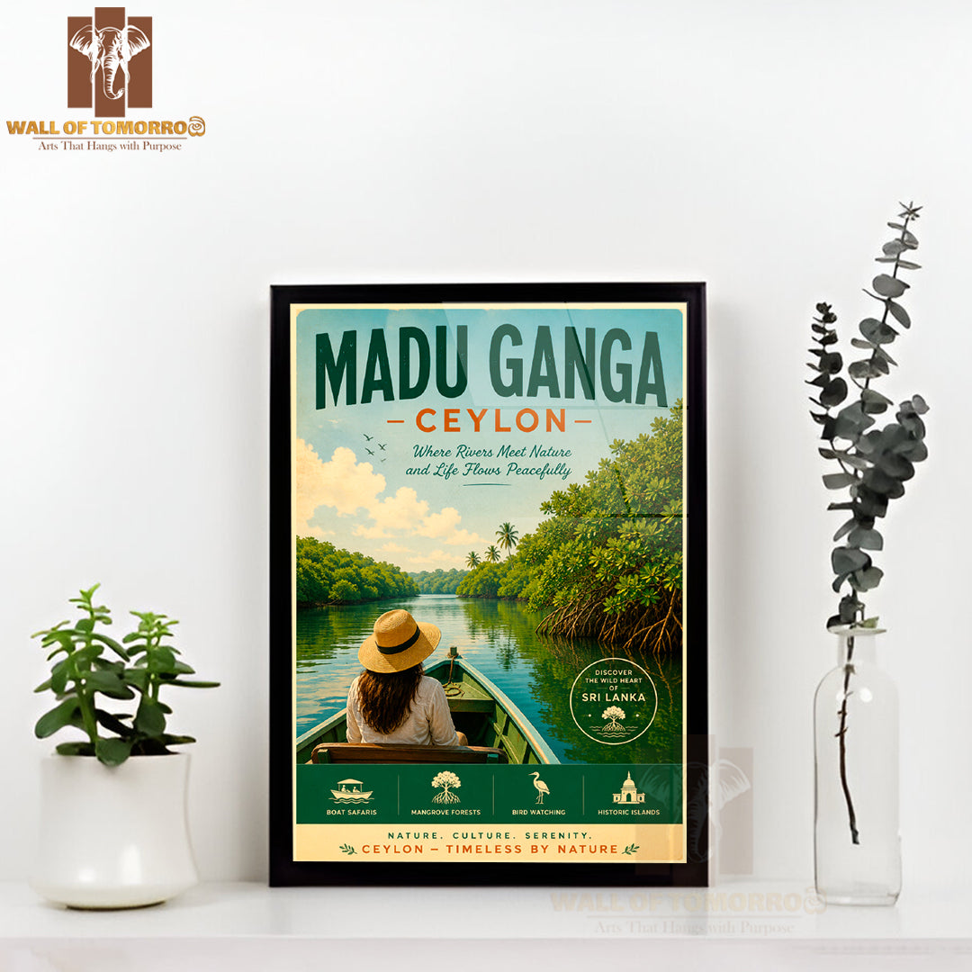 Ceylon Sri Lanka Madu Ganga Travel High Quality Glass Frame Wall Décor