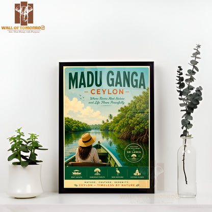 Ceylon Sri Lanka Madu Ganga Travel High Quality Glass Frame Wall Décor