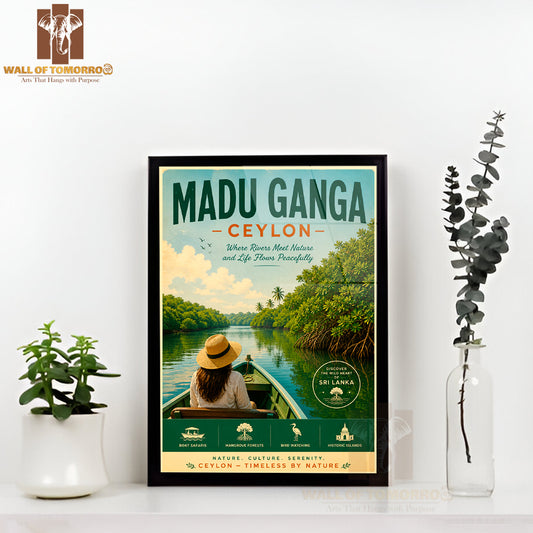Ceylon Sri Lanka Madu Ganga Travel High Quality Glass Frame Wall Décor