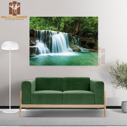 Waterfall In Thai National Park in The Deep Forest On Mountain High Quality Unframed Poster Print & Waterproof Poster Print Wall Décor