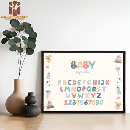 Cute Children's Alphabet in Scandinavian Style Educational High Quality Glass Frame Wall Décor