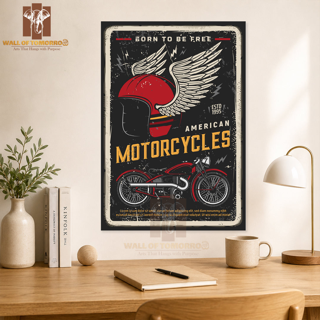 Born To Be Free, American Motorcycles Motor Bike High Quality Unframed Poster Print & Laminated Poster Print Wall Décor in Sri Lanka