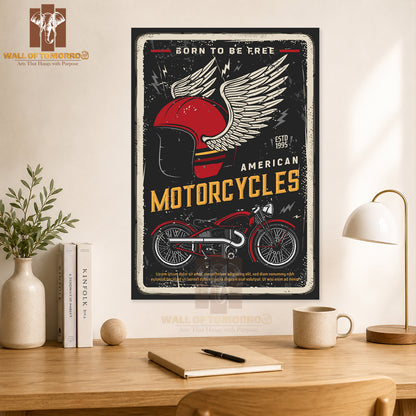 Born To Be Free, American Motorcycles Motor Bike High Quality Unframed Poster Print & Laminated Poster Print Wall Décor in Sri Lanka