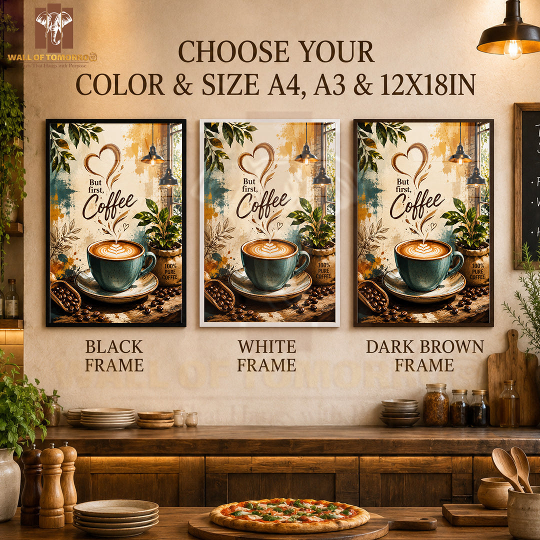 But first coffee Kitchen & Restaurant High Quality Glass Frame Wall Décors in Sri Lanka