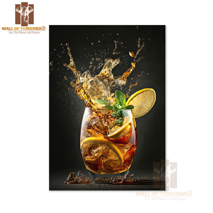 Glass Of Iced Tea with Lemon Slices and Mint High Quality Unframed Poster Print & Waterproof Poster Print Wall Décor