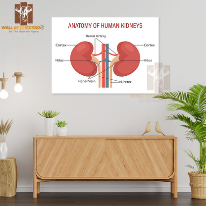Anatomy Of the Human Kidney Educational High Quality Unframed Poster Print & Waterproof Poster Print Wall Décor