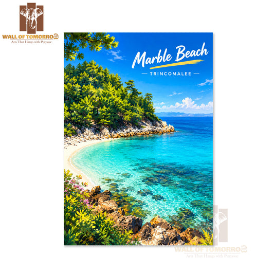 Marble Beach Trincomalee Sri Lanka Travel High Quality Unframed Poster Print & Laminated Poster Print Wall Décor