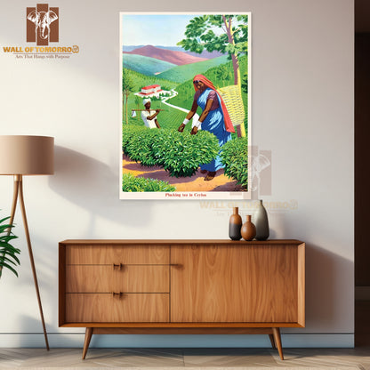 Tea Plucking, Picking in Sri Lanka Travel High Quality Unframed Poster Print & Waterproof Poster Print Wall Décor