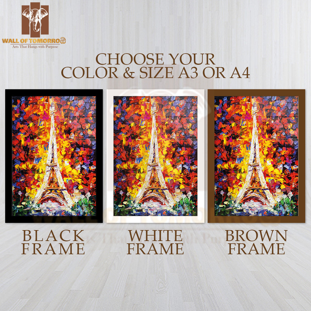 Oil Painting Tower Eiffel, Paris High Quality Glass Frame Wall Décor