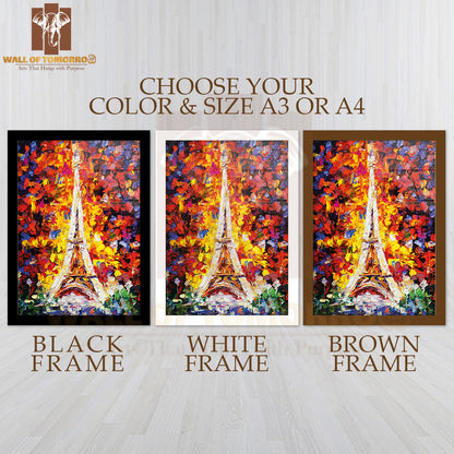 Oil Painting Tower Eiffel, Paris High Quality Glass Frame Wall Décor