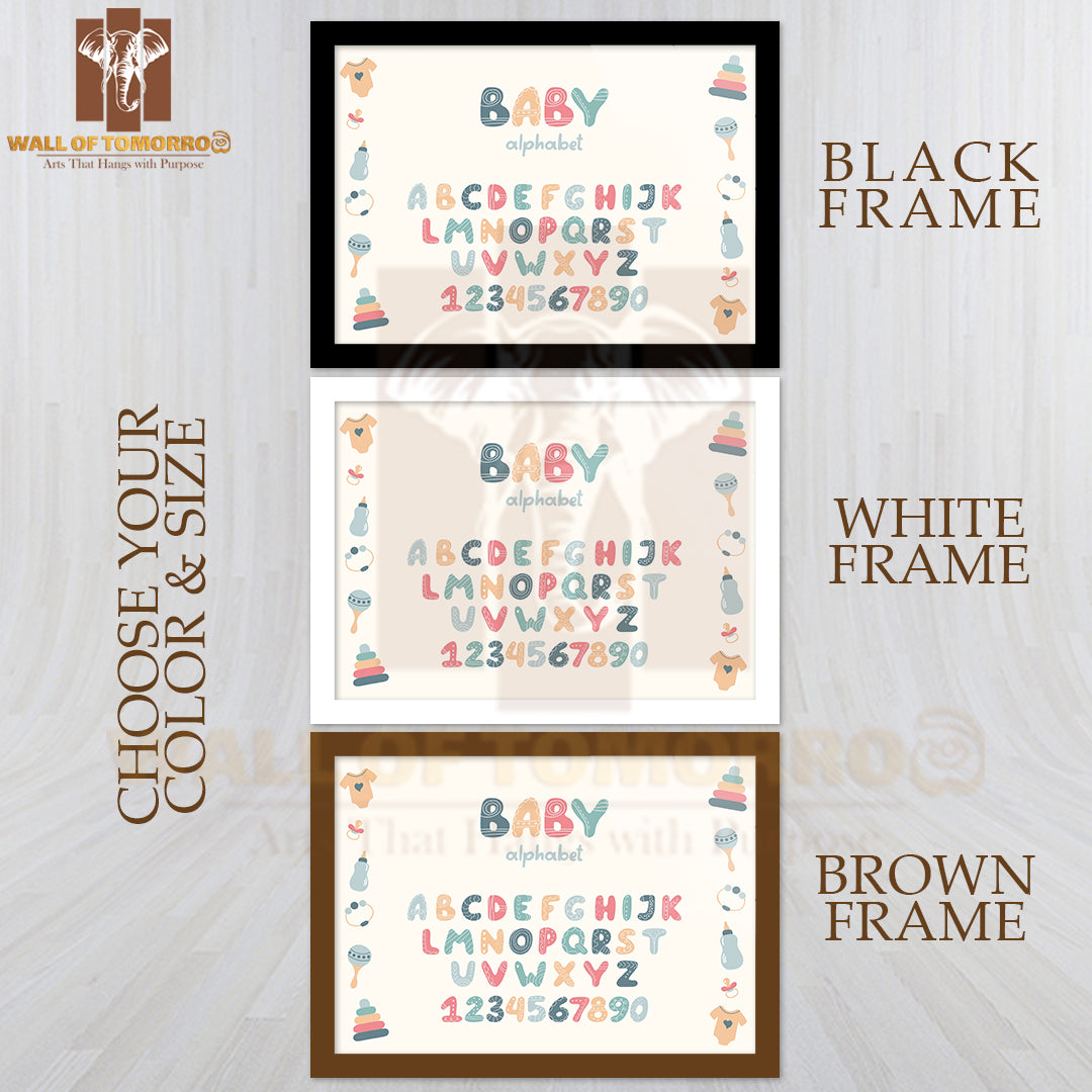 Cute Children's Alphabet in Scandinavian Style Educational High Quality Glass Frame Wall Décor