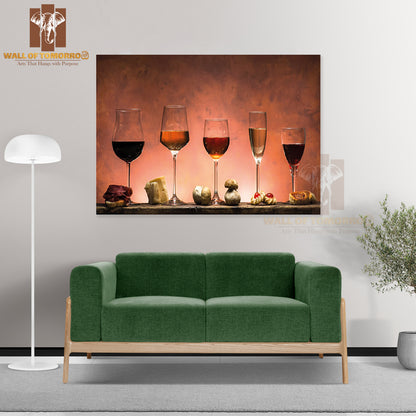 A Row of Wine Glasses with Different Wines in Them High Quality Unframed Poster Print & Waterproof Poster Print Wall Décor