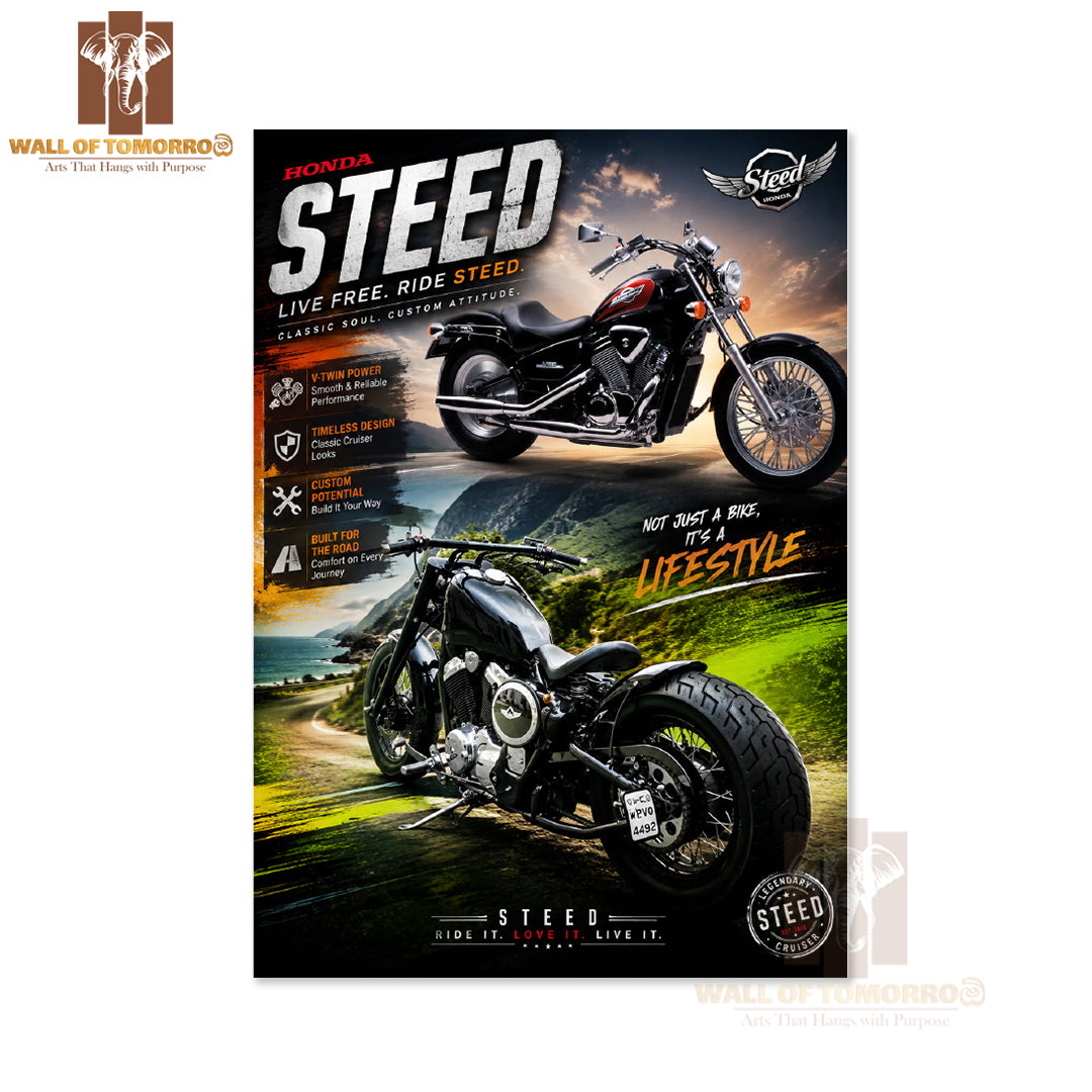 Honda Steed Bike High Quality Unframed Poster Print & Waterproof Poster Print Wall Décor in Sri Lanka