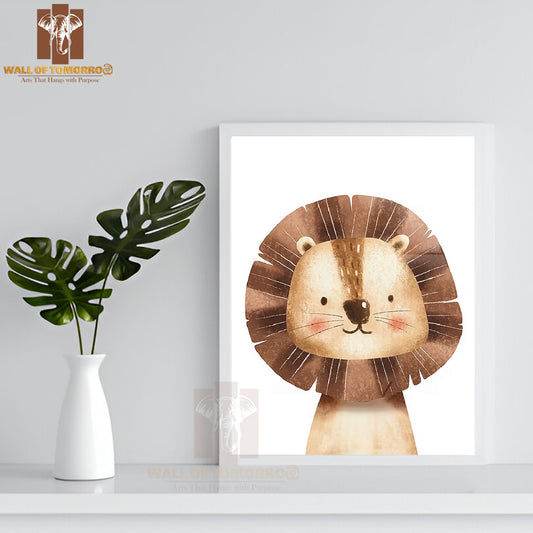 Lion Portrait Painting High Quality Glass Frame Wall Décor