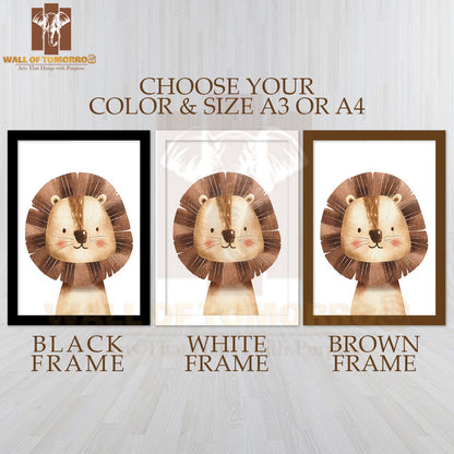 Lion Portrait Painting High Quality Glass Frame Wall Décor