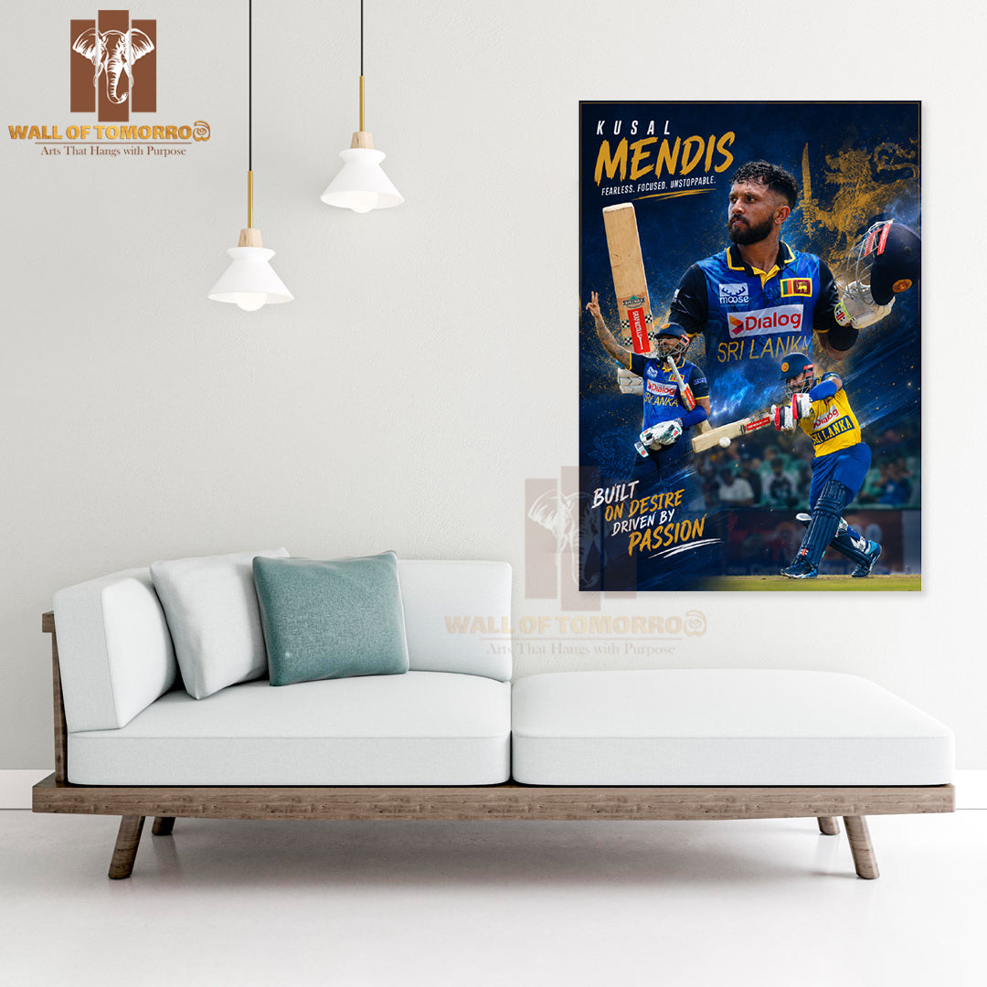 Sri Lankan Cricketer Kusal Mendis in his Team Jersey Sports High Quality Unframed Poster Print & Waterproof Poster Print Wall Décor