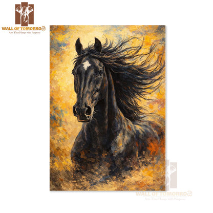 Black Horse Painting Animals High Quality Unframed Poster Print & Laminated Poster Print Wall Décor in Sri Lanka