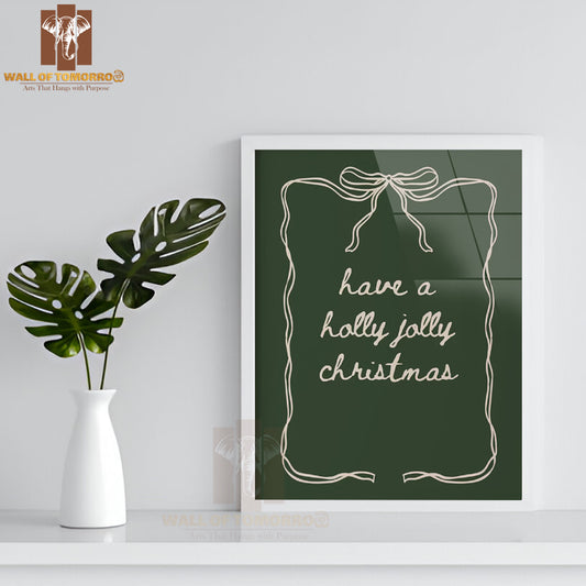 Have A Holly Jolly Christmas Quote High Quality Glass Frame Wall Décor