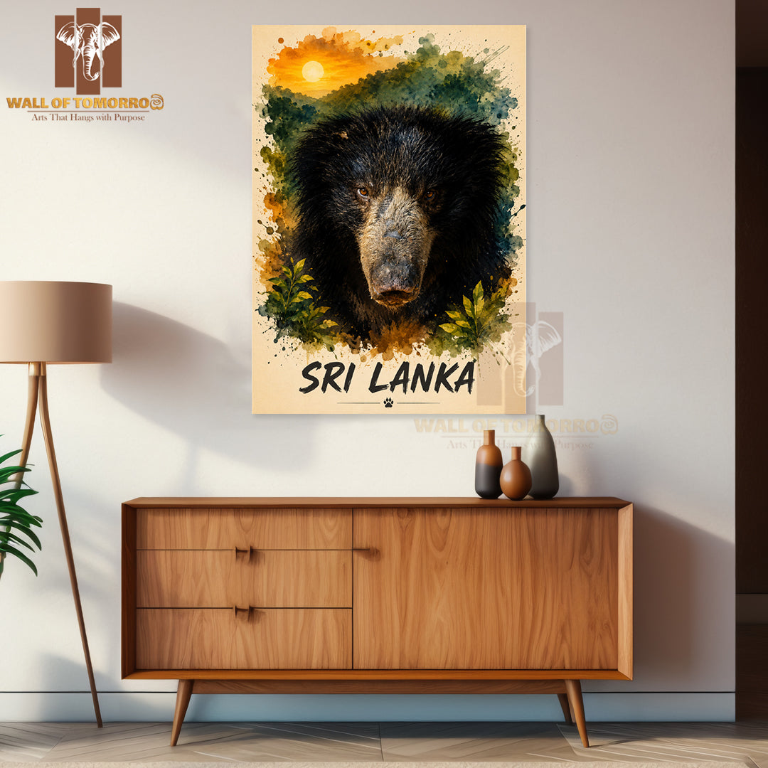 Bear (Walaha) Sri Lanka Travel Animals High Quality Unframed Poster Print & Laminated Poster Print Wall Décor