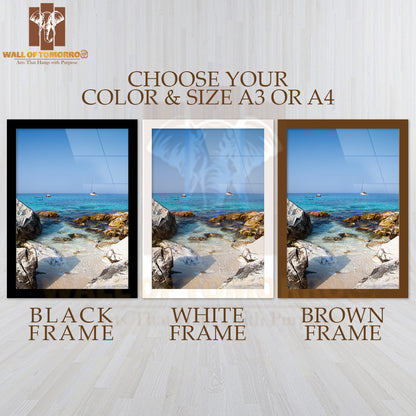 Thassos Beach View Marble High Quality Glass Frame Wall Décor